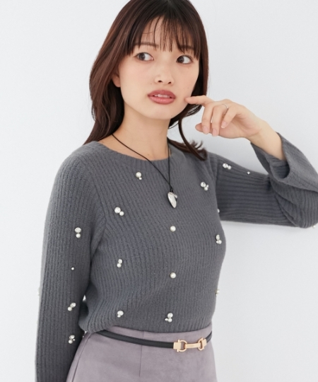 パールビジューニット/MAJESTIC LEGON(マジェスティックレゴン