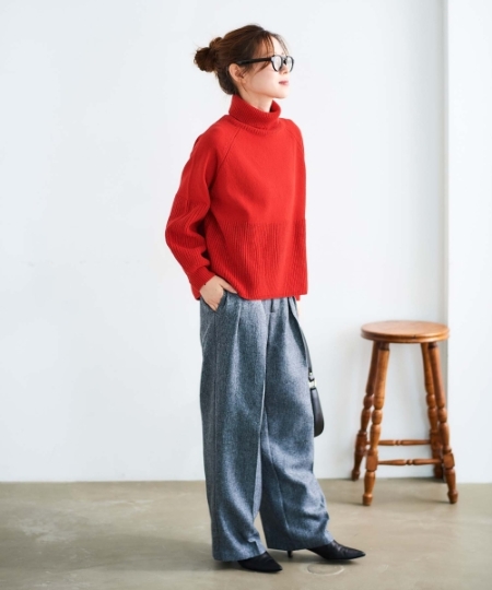 ヘリンボーンタックワイドパンツ/le.coeur blanc(ルクールブラン