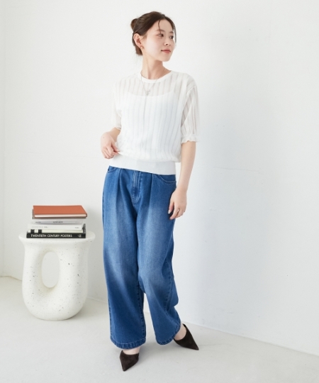 タックワイドデニム/le.coeur blanc(ルクールブラン)｜ルクールブラン