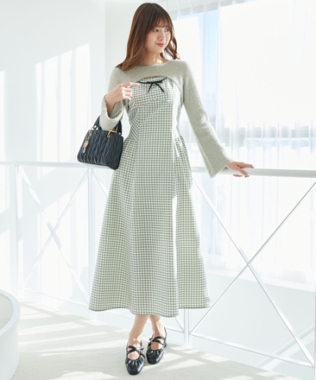 デコルテオープンニットセットワンピース/MAJESTIC LEGON