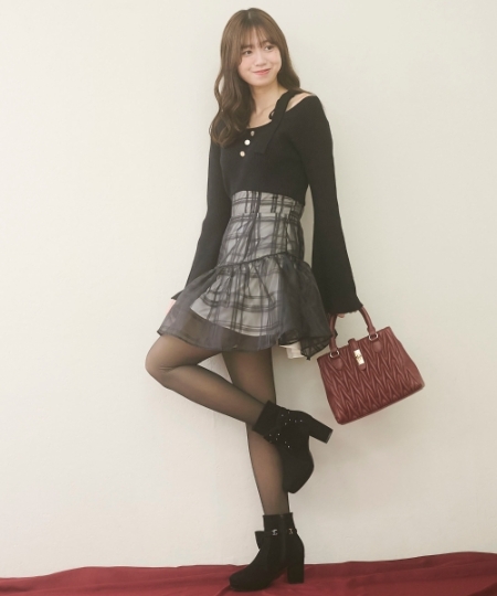 ショルダーリボンコルセットミニワンピ/MAJESTIC LEGON