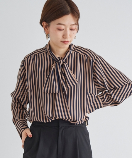 手洗い可能》ストライプボウタイブラウス/le.coeur blanc(ルクール