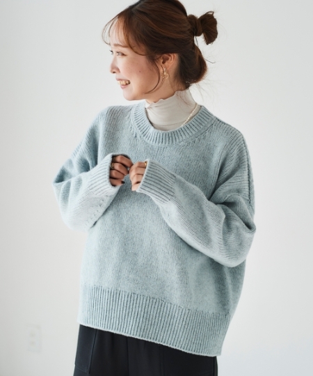 ウールカシミヤクルーネックミックスニット/le.coeur blanc(ルクール