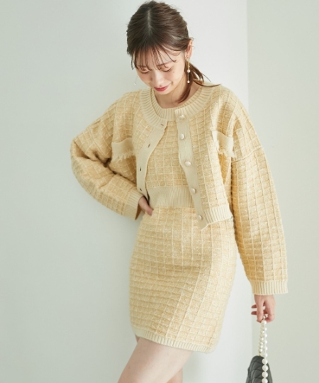 ツイードニットカーデ&ワンピセット/MAJESTIC LEGON(マジェスティック