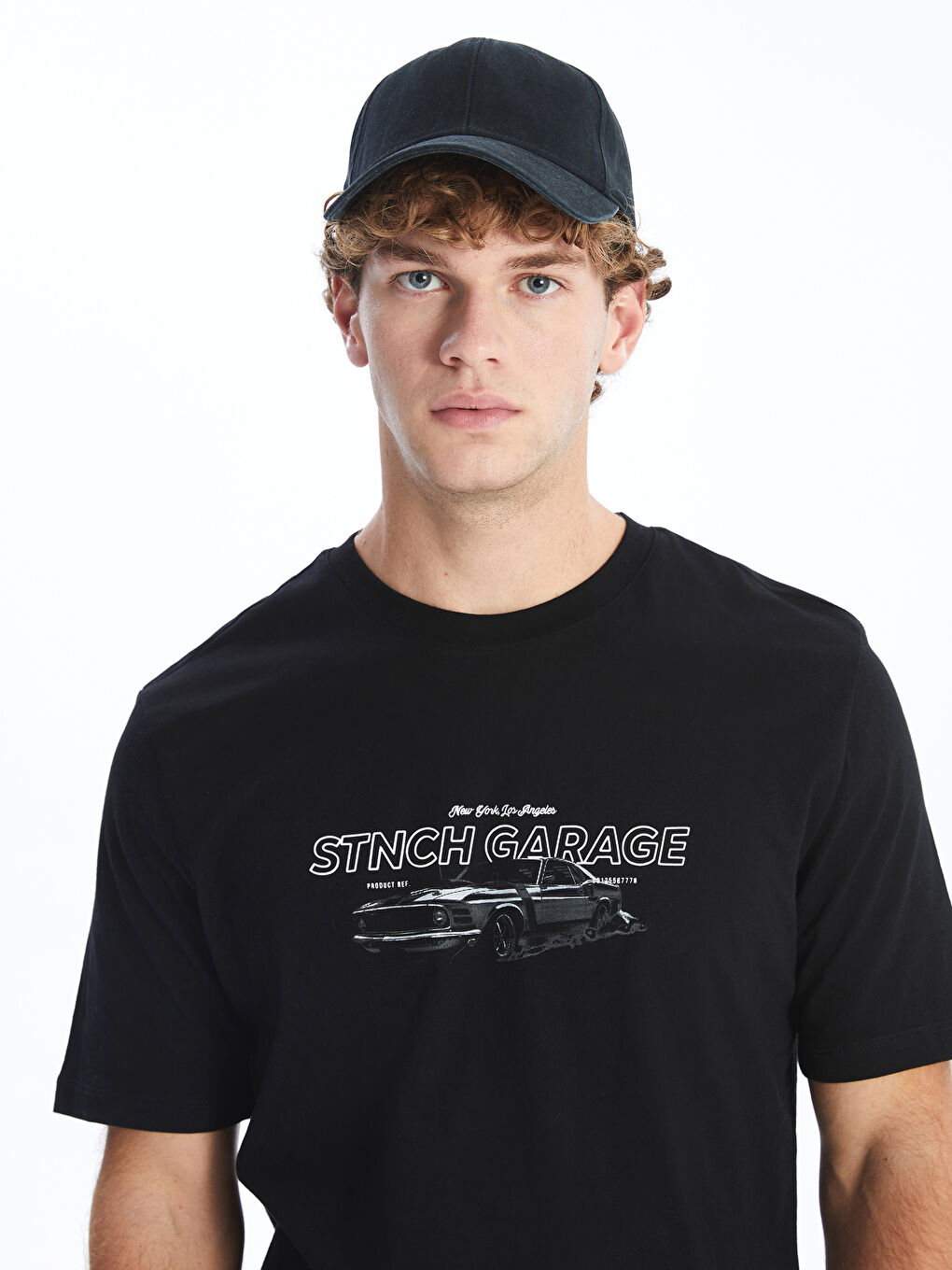 XSIDE Siyah Bisiklet Yaka Kısa Kollu Baskılı Penye Erkek Tişört