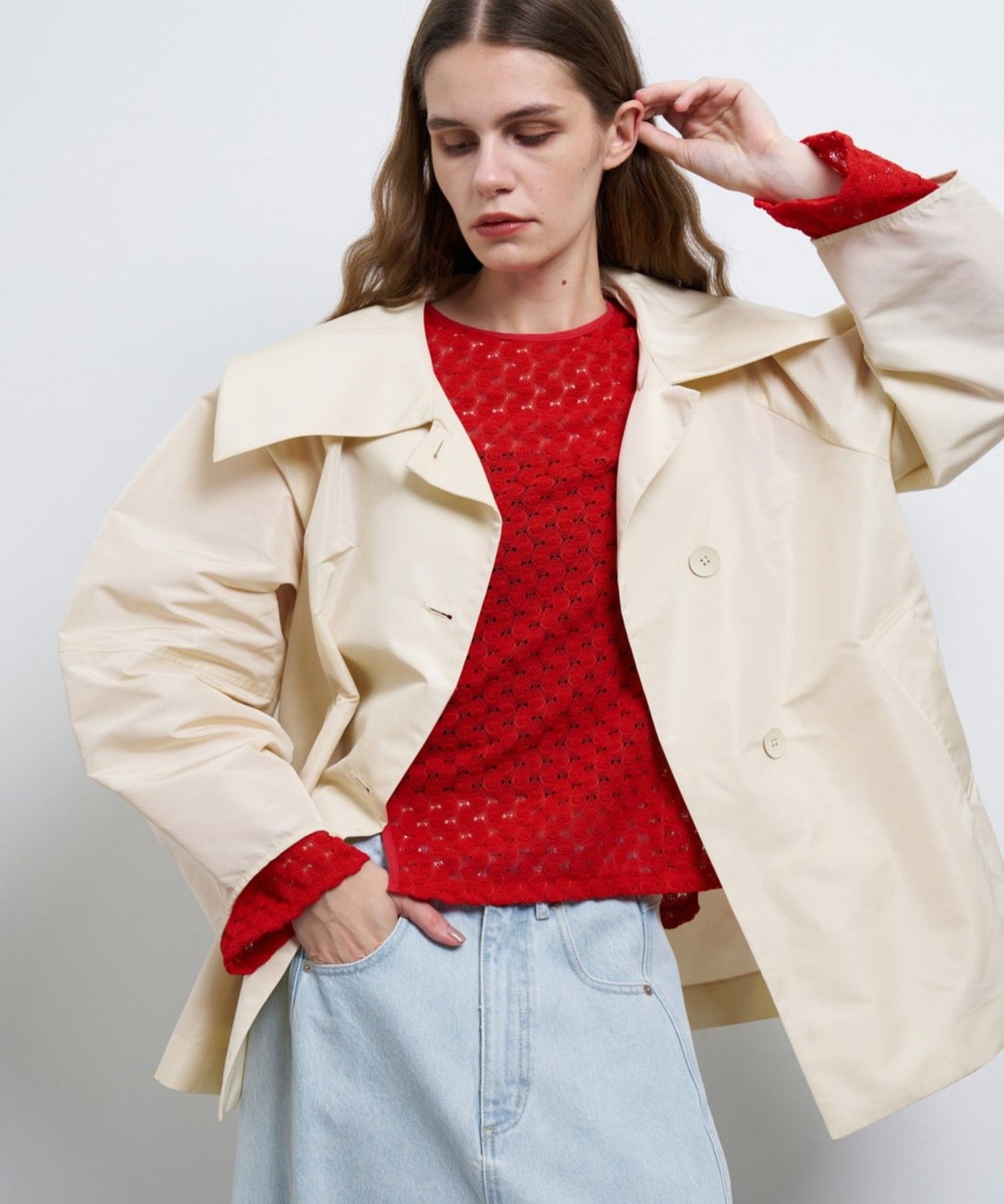 ビッグカラーライトタフタミドルコート|LANVIN en Bleu | LANVIN en