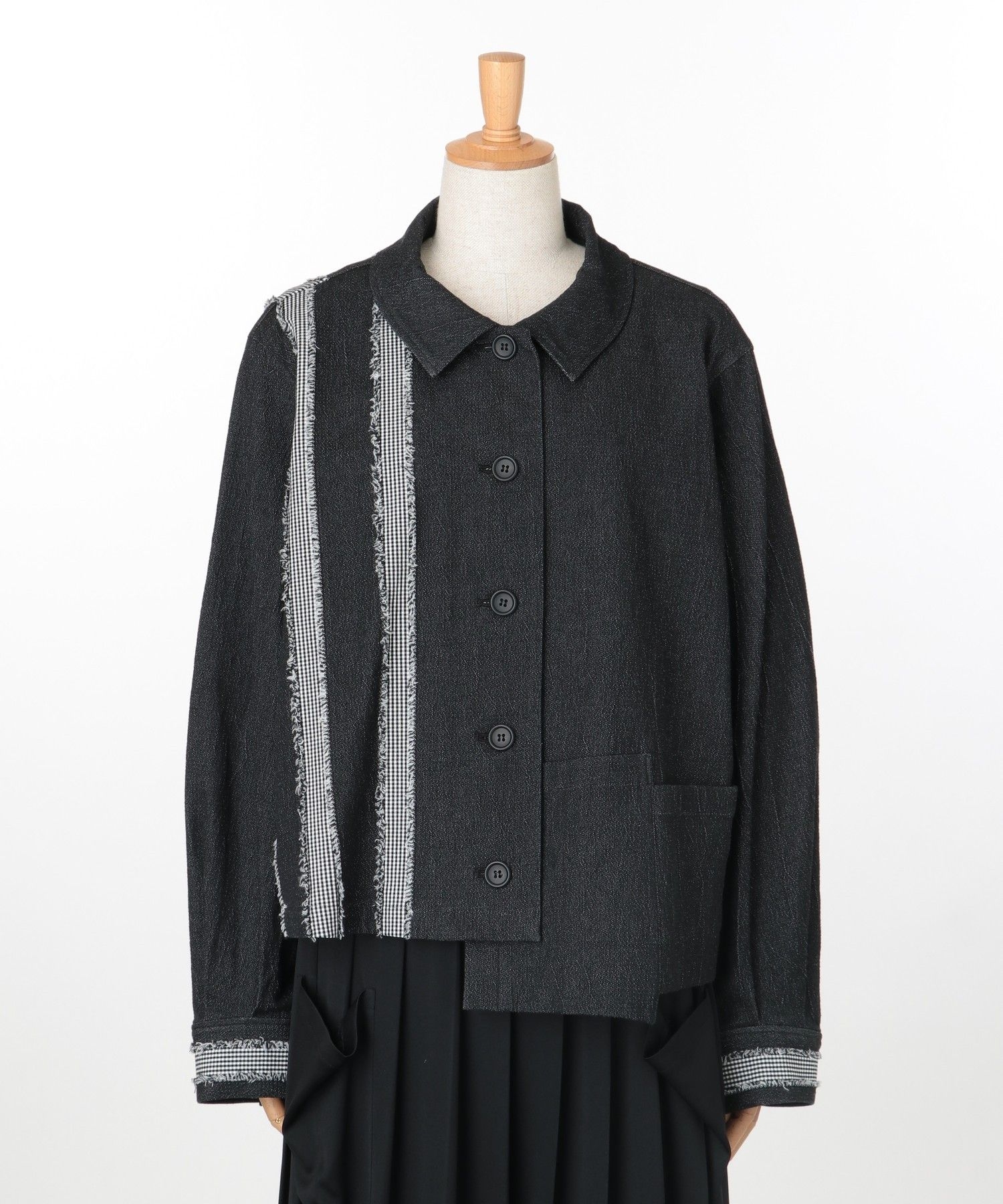 jiu】デニムライクギンガムカットライン ジャケット|慈雨 | Sensounico