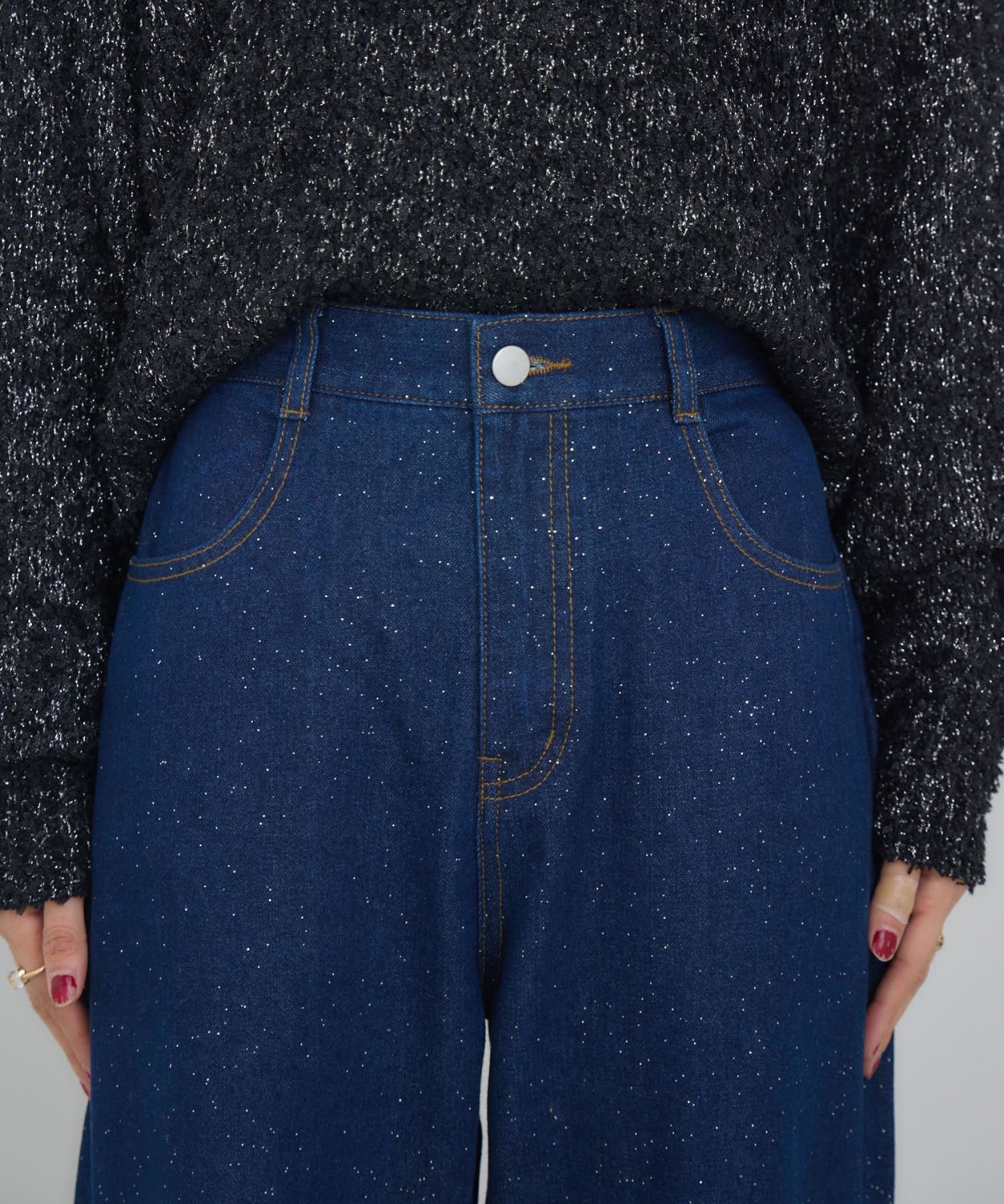 ロールアップラメデニムPT|RETRO GIRL | RETRO GIRL ONLINE STORE