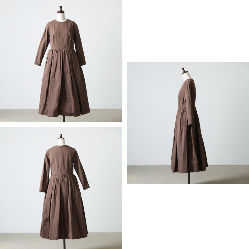 YAECA (ヤエカ) WRITE LONG SLEEVE TUCK DRESS / ライトロングスリーブ