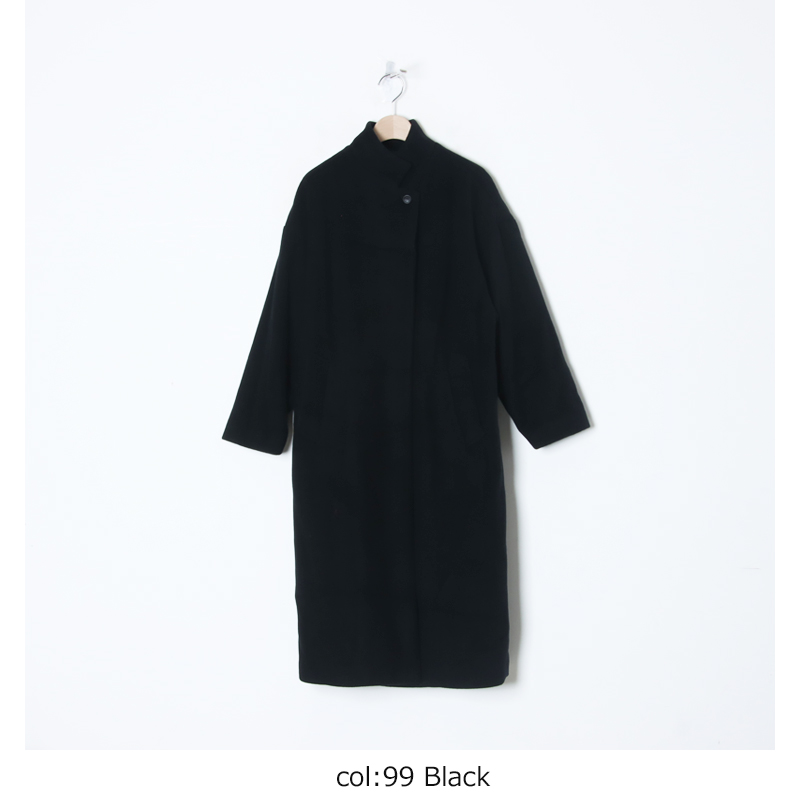 mizuiro ind (ミズイロインド) ウールブレンドスタンドカラーコート