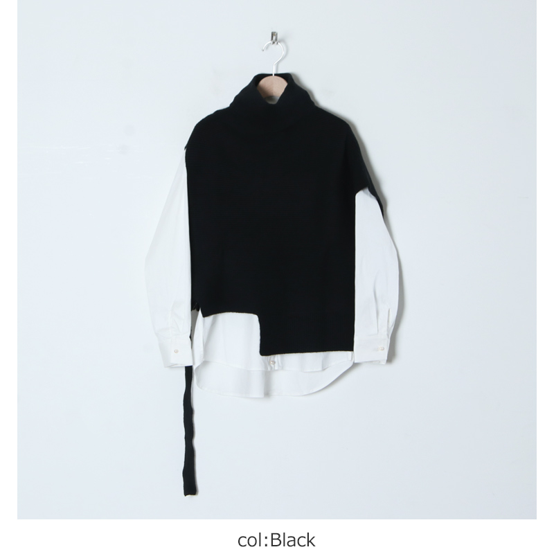 blanc basque (ブランバスク) コットンビッグシャツ×ニットベスト