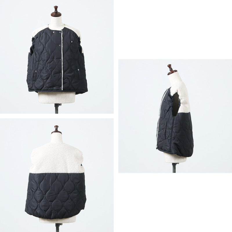 blanc basque (ブランバスク) キルティング×ボアショートベスト / ポリ