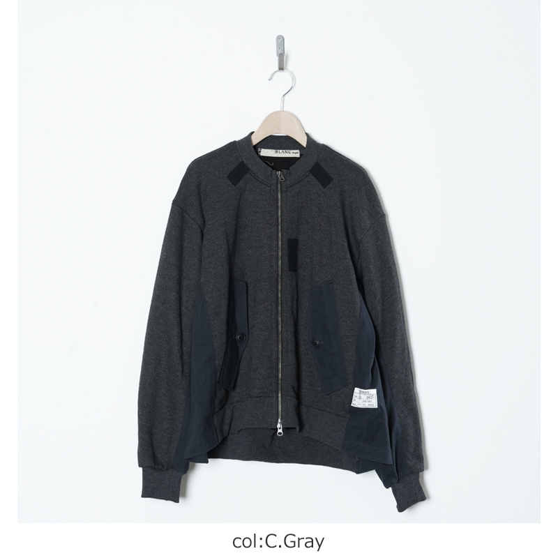 blanc basque (ブランバスク) 裏毛 x 布帛前開きARMYブルゾン