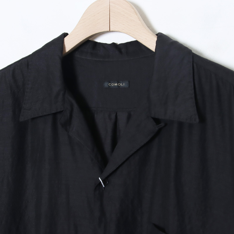 COMOLI (コモリ) ウールシルク 半袖オープンカラーシャツ