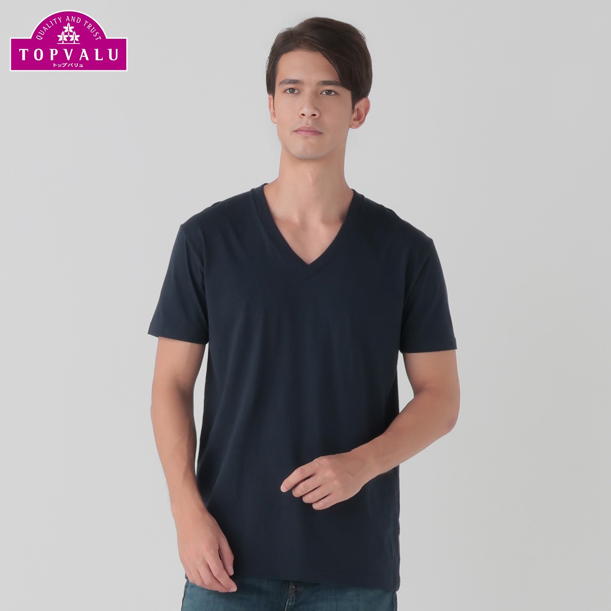 半袖VネックTシャツ オーガニックコットン100％ 天竺編み メンズ