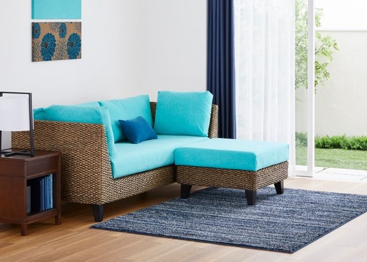 ラン・コンパクトソファ オットマン (ヒヤシンス)～狭いリビング