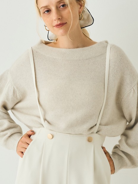 ラクーン混パフスリーブニットプルオーバー｜OUTLET / アウトレット