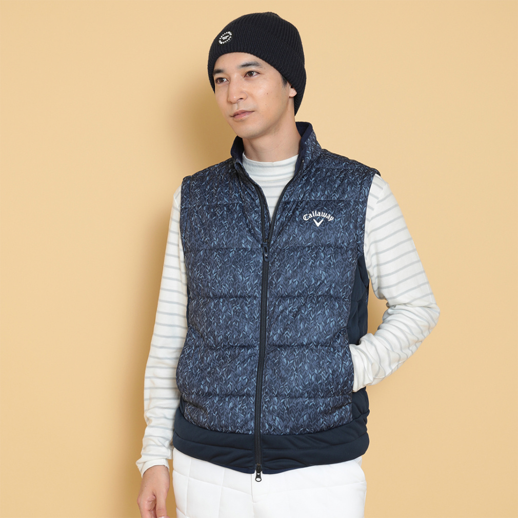 キャロウェイ ゴルフウェア 中綿ジャケット 秋 冬 フェザープリント