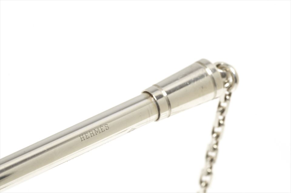 HERMES エルメス シルバー925 チェーン付きボールペン 傷多数有り