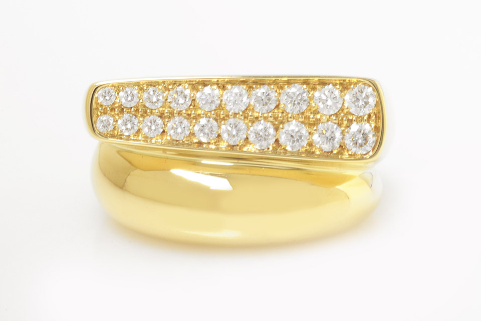 サクセス リング ミディアム ダイヤ K18YG #53 新品同様