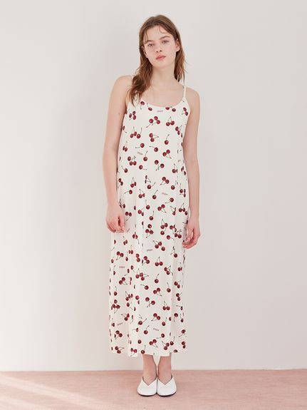 チェリー柄カップインキャミワンピース(ワンピース)｜ルームウェア