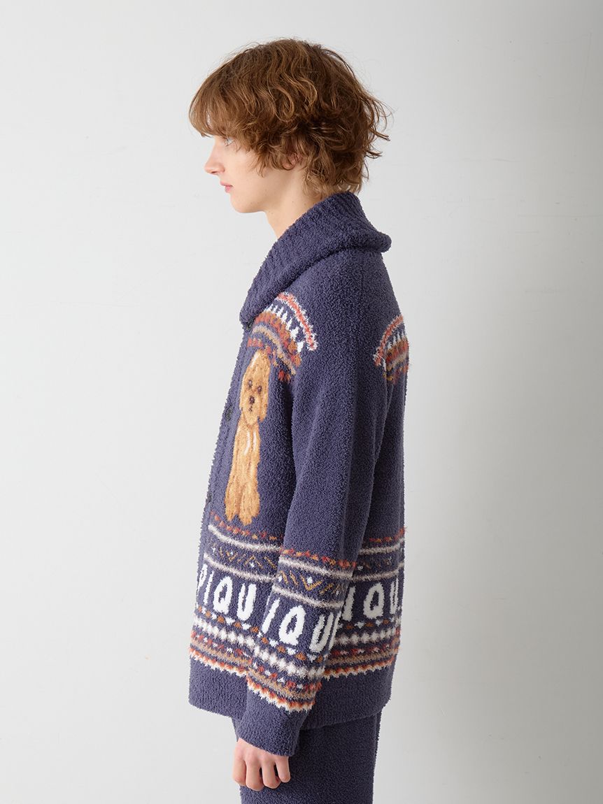 HOMME】 パウダーノルディック DOGジャガードカウチン(カーディガン