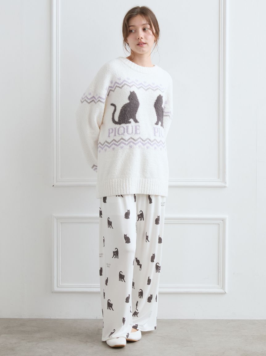 CAT総柄ロングパンツ(ロングパンツ)｜ルームウェア・パジャマ通販の