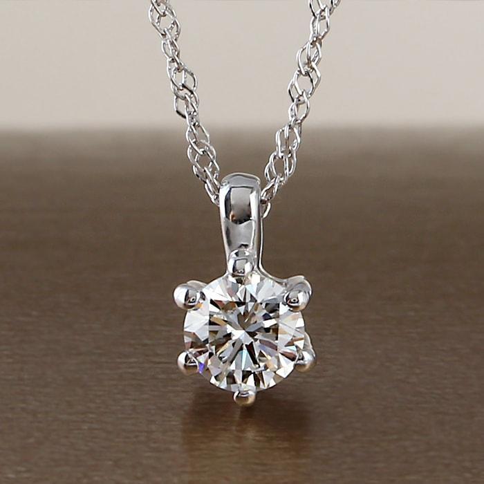 ダイヤモンド 一粒 ネックレス 天然ダイヤ K18 ホワイトゴールド 18金