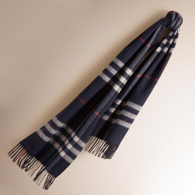 バーバリー BURBERRY マフラー ネイビー チェック カシミア レディース