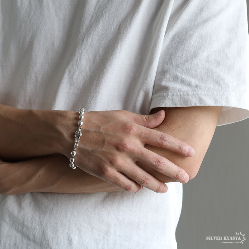 シルバー925 ボールチェーンブレスレット 特大8mm シルバー