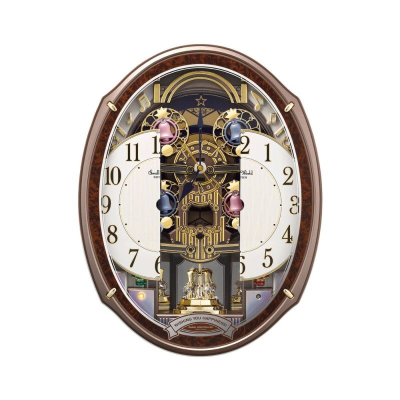 リズム公式】 からくり時計 電波 掛け時計 メロディ 動く文字板 夜静か