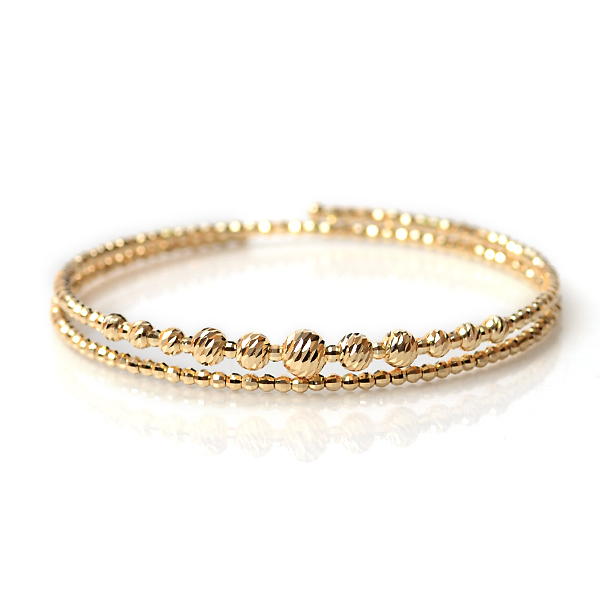 ブレスレット レディース k18 18金 バングル 5mm玉入り ミラーボール