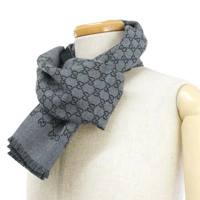 グッチ GUCCI 391246 4G200 1160 62 GGパターンマフラー グレー