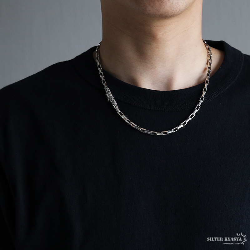 シルバー925 ボックスチェーンネックレス 50cm 長小豆チェーン 六字