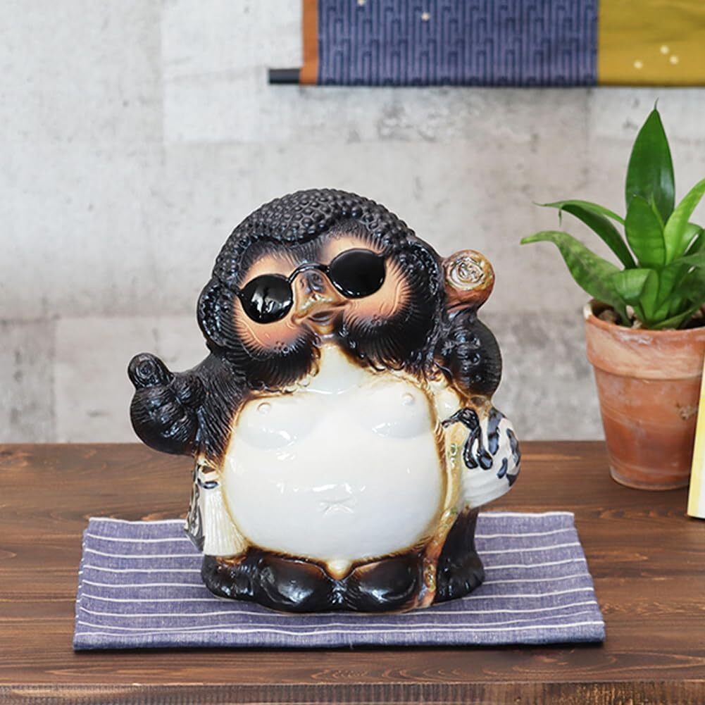 信楽焼 狸 置物 高さ26cm 陶器 縁起物 ヤンキーたぬき ta-0385