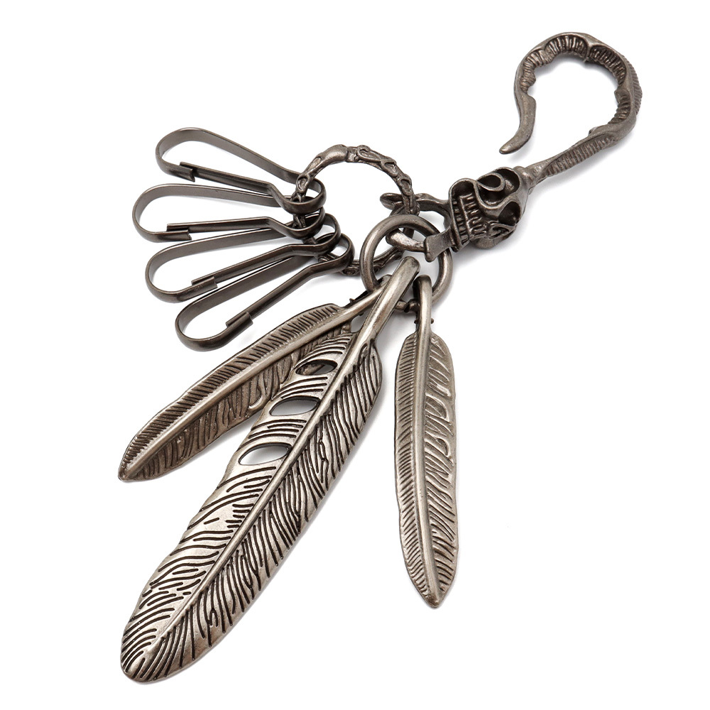 フェザーキーリング スカルフック キーチェーン キーホルダー