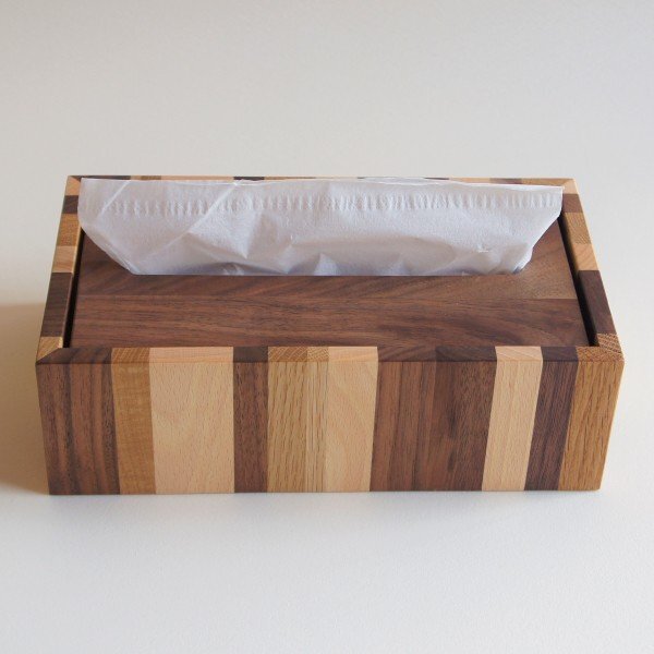 ティッシュケース 木製 おしゃれ モザイク 無垢 ウォルナット材 オイル