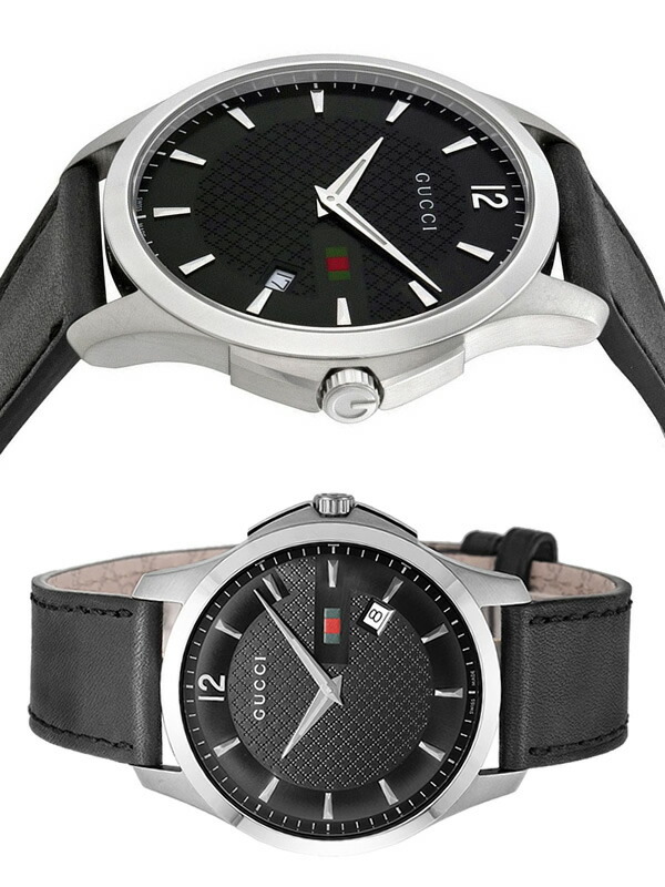 グッチ 時計 メンズ 腕時計 GUCCI Gタイムレス 42mm ブラック シルバー