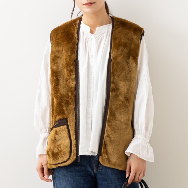 バブアー ベスト フロントジップファー ライナーベスト ブラウン