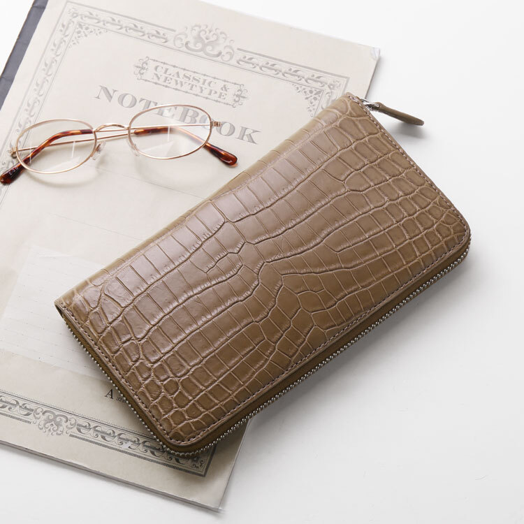 クロコダイル レディース 長財布 手帳型 マット 加工 ナイル