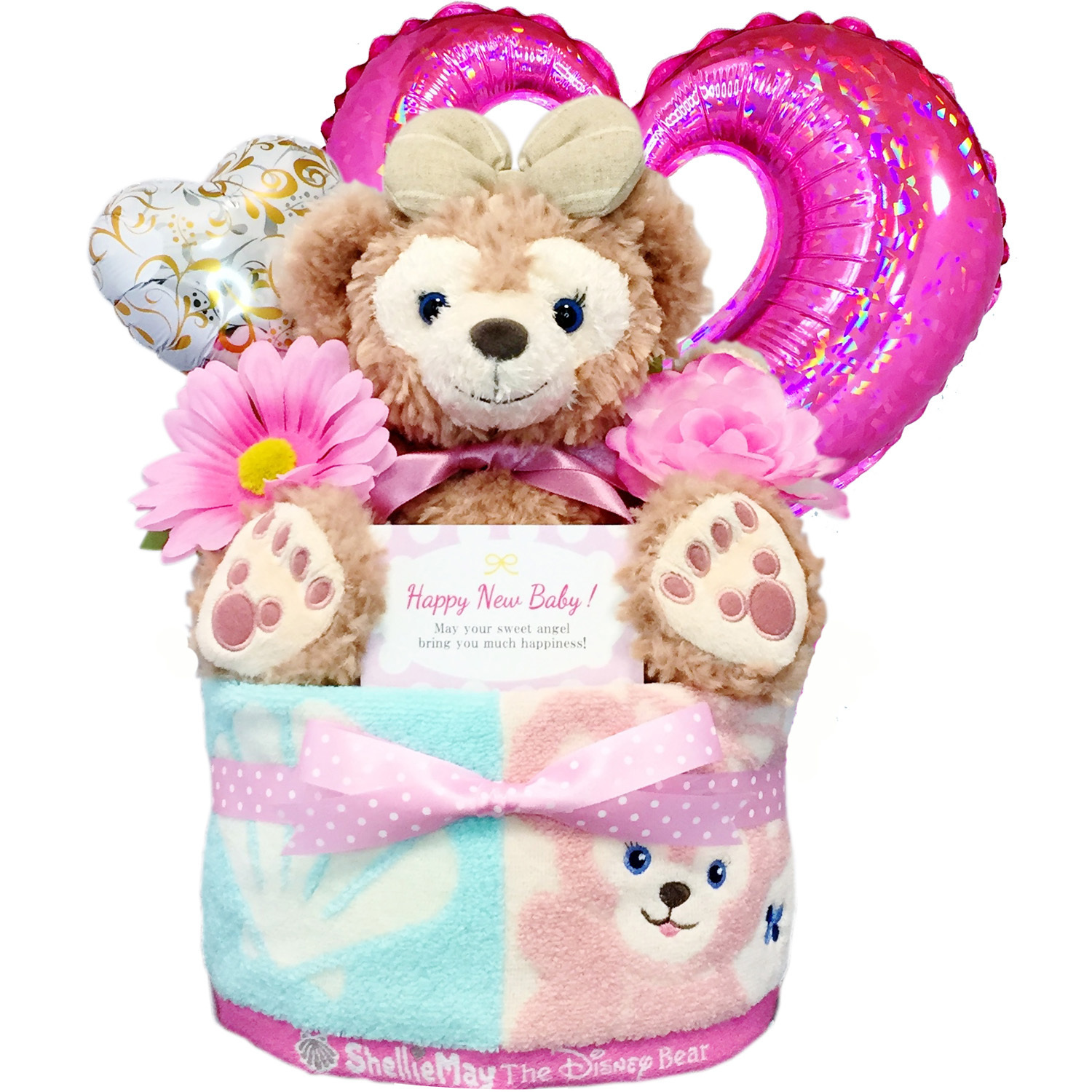 おむつケーキ シェリーメイ 出産祝い ディズニー ハンドパペット 1段