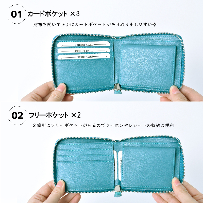 二つ折り財布 クロコダイル BOX型小銭入れ レディース メンズ 折り財布