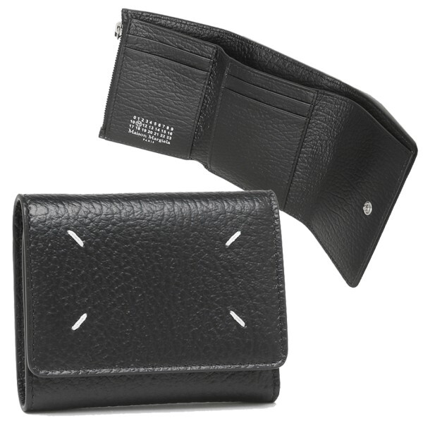 メゾンマルジェラ 三つ折り財布 ミニ財布 ブラック レディース メンズ