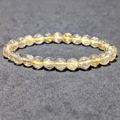 透明感抜群】ゴールド ルチルクォーツ ブレスレット 7ミリ 金針水晶の