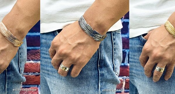 安心のステンレス製 フェザーバングル ゴールド シルバー ブレスレット