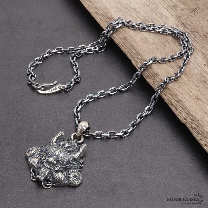 シルバー925 ドラゴンヘッドネックレス 龍 ペンダント ネックレス