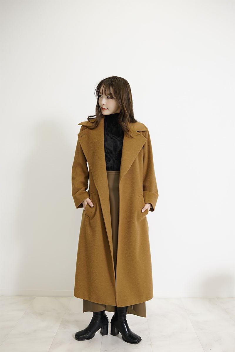 ビクーニャ 100％ ビキューナ ロング トレンチコート【Mサイズ(13号