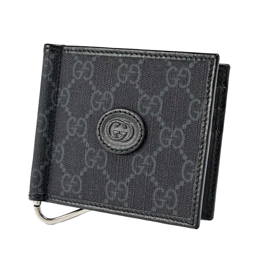 グッチ GUCCI マネークリップ式 二つ折り財布 GGスプリーム メンズ 札