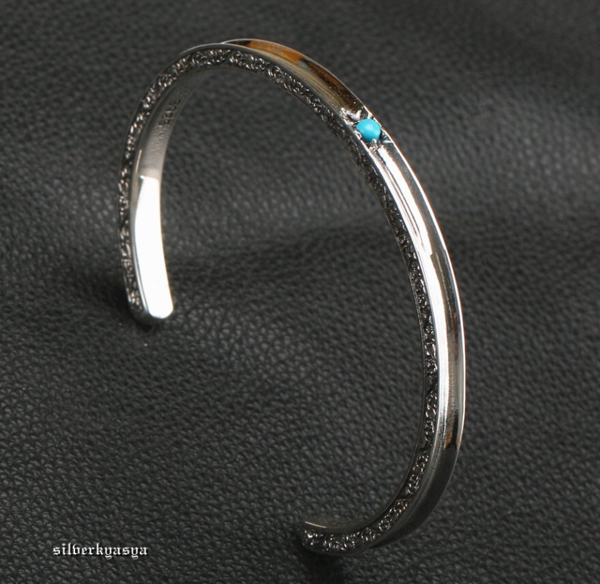 シルバー925素材 唐草 バングル ターコイズバングル 925 銀 シルバー