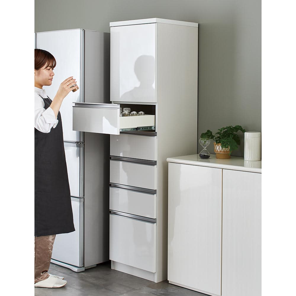 dショッピング |［幅45奥行45高さ178cm］キッチンすき間収納 引き出し5